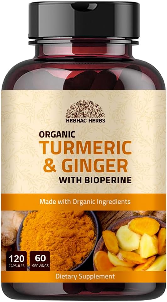 Black Pepper & Ginger ile Turmeric Ginger 1000 mg 120 Capsules | Turmeric and Ginger Supplement with 95 Curcuminoids | Ekstra Kuvvet Supplement| Ortak Destek Supplement | Non-GMO - 120 Capsules