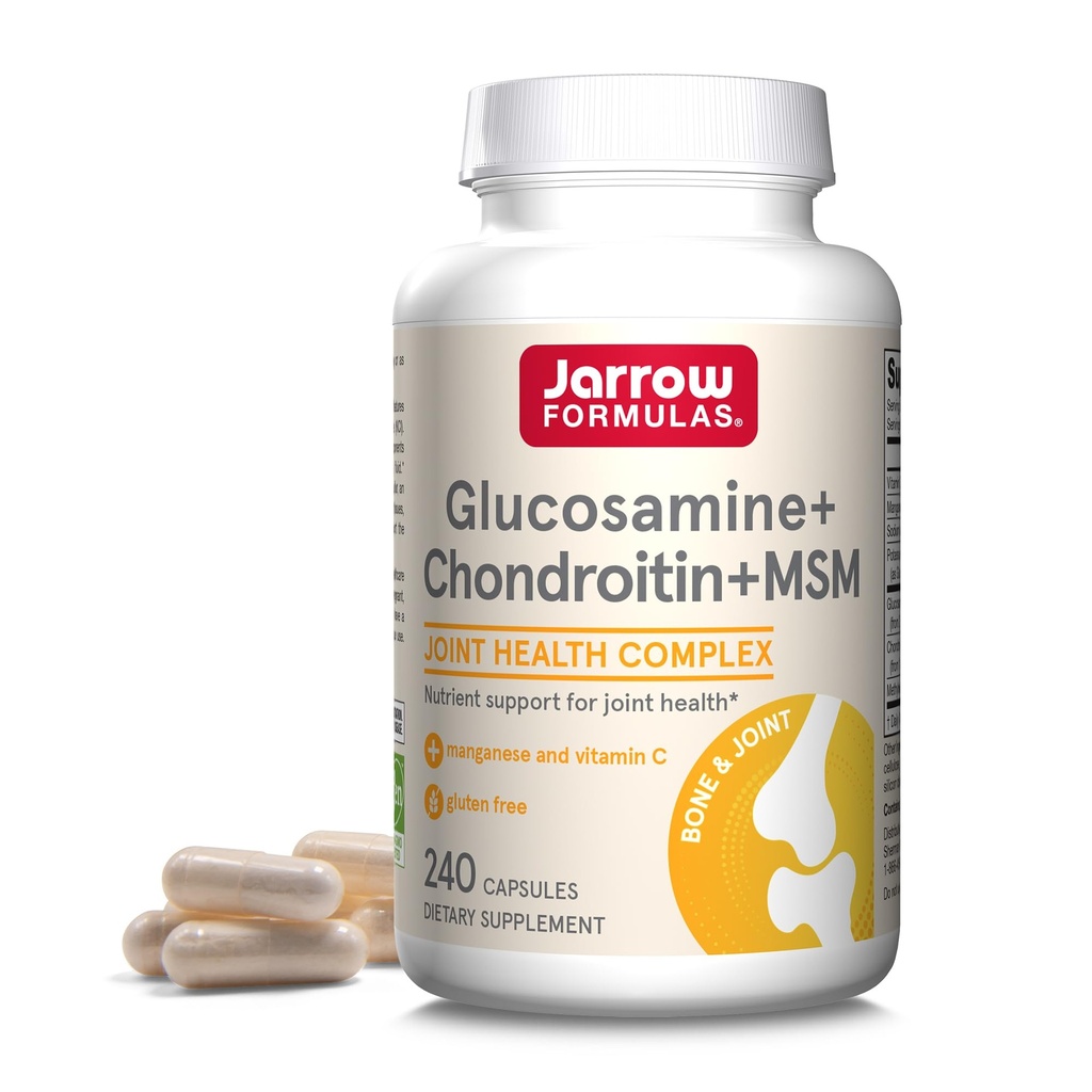 Jarrow Formulas® Glucosamine + Chondroitin + MSM Capsules, Ortak Destek C ve Manganese, 240 Capsules, 60 Day Supply