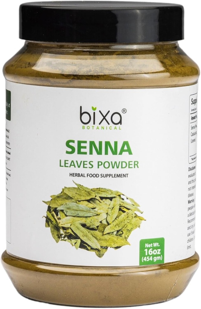 Bixa BOTANICAL Senna Φύλλα σκόνης (Cassia angustifolia), 1 λίρα (16 Oz) - Φυσικό βοτανικό Laxative 