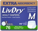 LivDry Adult Incontinence Underwear, Ekstra Absorbency Adult Diapers, Leak Protection, Medium, 76-Pack