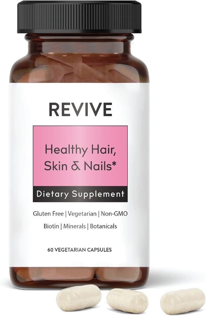 Sağlıklı Skin, Saç ve Çiçekler Revive Essential Oils tarafından Tamamlanır - Biotin Pantented Form of Biotin - Stres Desteği için Ashwagandha - Plus Vitamins & Minerals