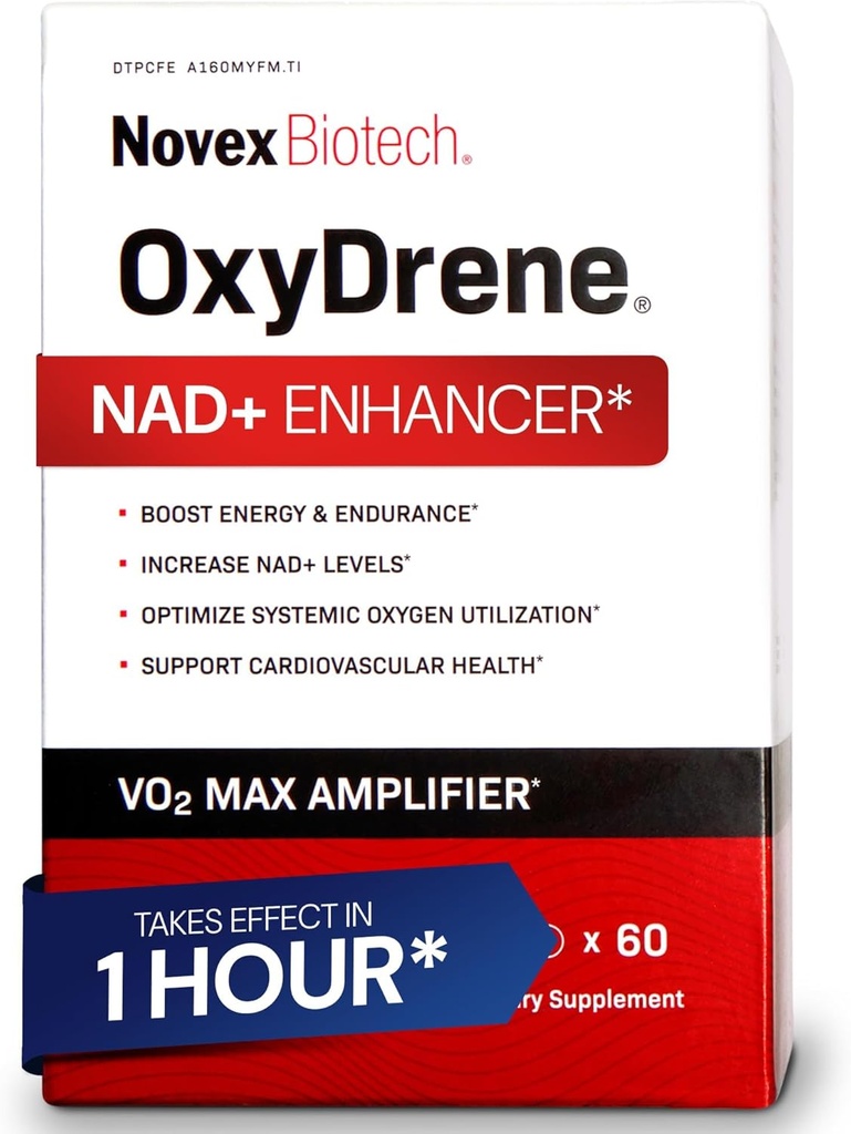 Novex Biotech Oxydrene NAD+ Enhancer - Φυσικό συμπλήρωμα προώθησης του μεταβολισμού και της καρδιοαγγειακής υποστήριξης για άνδρες και γυναίκες - (60 κάψουλες)