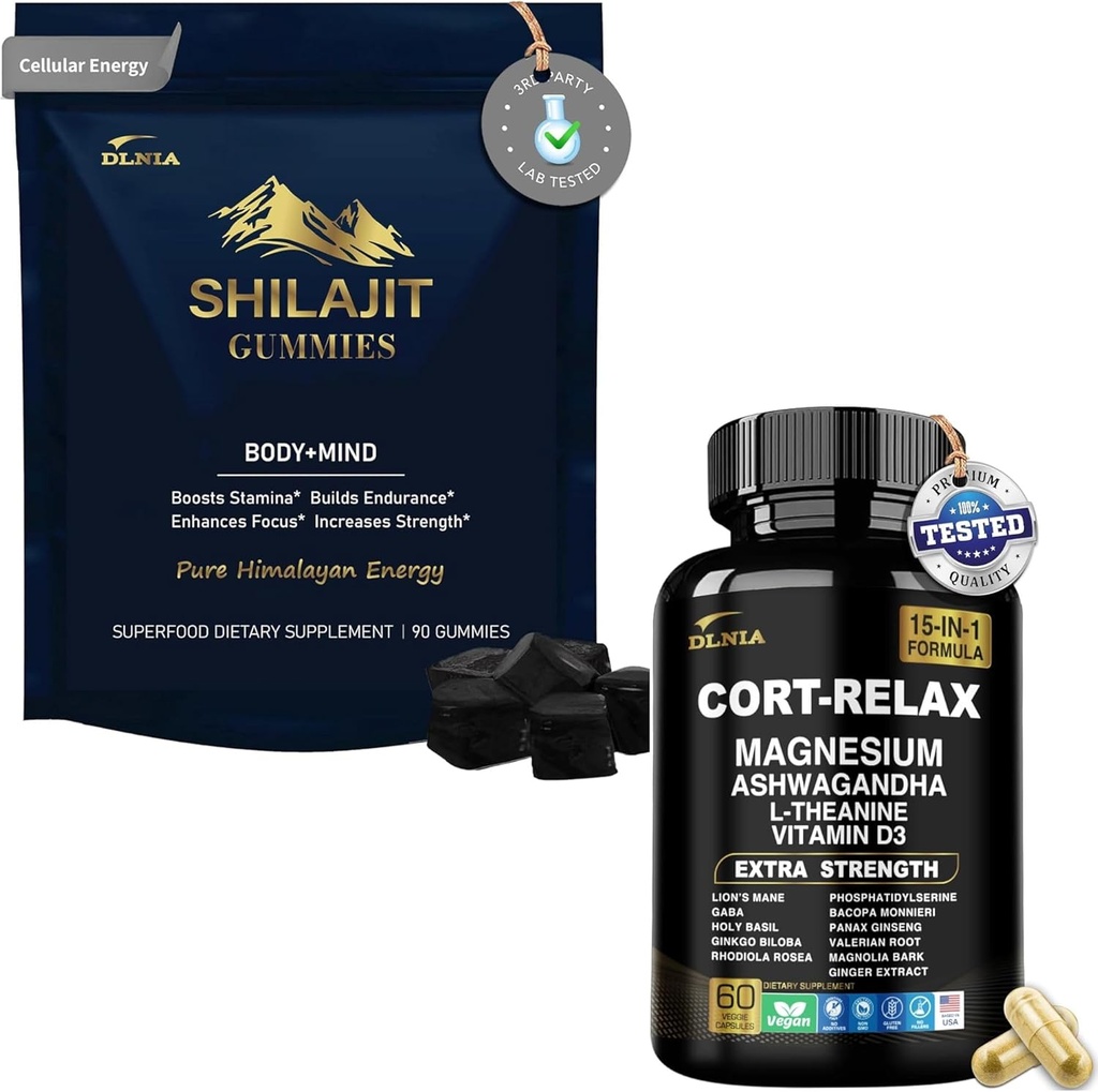 Shilajit Ashwagandha Gummies & συμπλήρωμα ηρεμίας μαγνησίου Duo