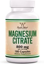 Magnesium Citrate 800mg, 180 Capsules, Digestion & Constipation Support, Vegan Safe, Non-GMO, Double Wood Supplements