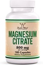 Magnezyum Citrate 800 mg, 180 Capsules, Digestion & Constipation Support, Vegan Safe, Non-GMO, Double Wood Supplements