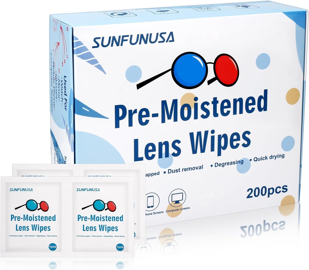 200 Kont Lens Temizlik Wipes-Pre-Moistized Bireysel olarak Gözlü Wipes Optik Ekran Temiz Streak Ücretsiz Hızlı Kuru