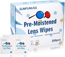 200 Kont Lens Temizlik Wipes-Pre-Moistized Bireysel olarak Gözlü Wipes Optik Ekran Temiz Streak Ücretsiz Hızlı Kuru