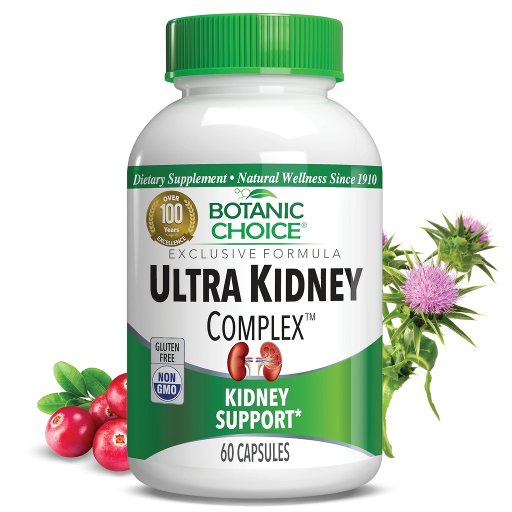 Botanic Choice Ultra Kidney Complex - Βέλτιστη υποστήριξη νεφρών με γαϊδουράγκαθο γάλακτος, πράσινο τσάι & περισσότερα- 60 κάψουλες
