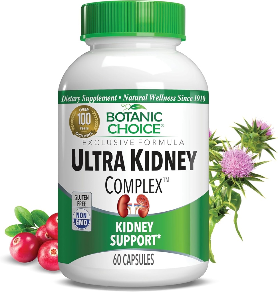 Botanic Choice Ultra Kidney Complex - Optimal Kidney Support with Milk Thistle, Green Tea & More- 60 Capsules