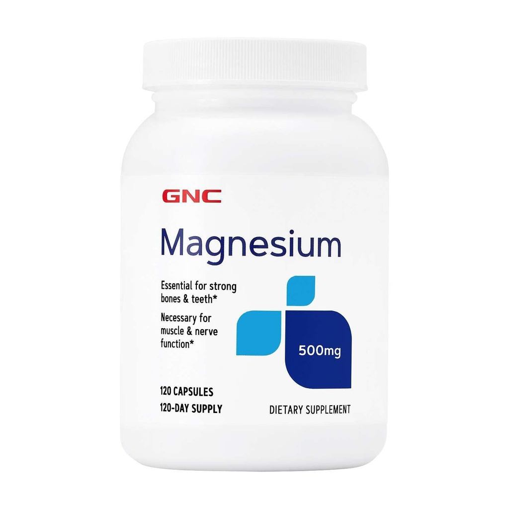 GNC Magnezyum 500 mg, 120 Capsules, Supportsuba Abvitamin ve Güçlü Dişler ve Bones