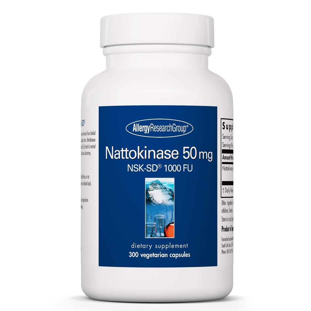 Allergy Research Group ARG Nattokinase 50 mg - Supplement to Support Healthy Circulation - Delivers NSK-SD from Fermented Soybeans per Serving - 150 Servings - 300 Capsules