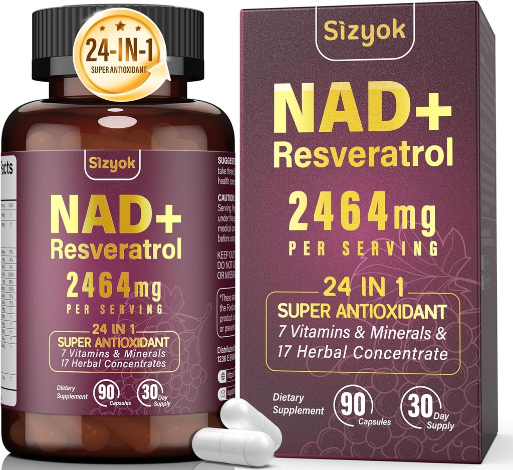 Συμπλήρωμα NAD, Liposomal NAD+ Συμπλήρωμα με ρεσβερατρόλη, NAD Resveratrol συμπλήρωμα - Boost NAD+ για την άμυνα γήρανσης, την ενέργεια, την εστίαση - κάψουλες Ultra Antioxidant,120