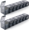 2 Pack Extra Large Weekly Pill Organizer, BPA Free Pill Box 7 Day with XL Fish Oils, Travel Friendly Medicine Organizer Pill Case for Vitamins, Supplements