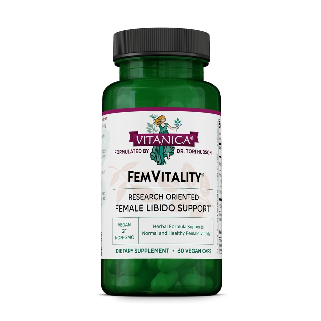 Vitanica FemVitality Libido συμπλήρωμα για τις γυναίκες, φυσικό θηλυκό Libido Booster για τις γυναίκες, Αυξάνει Intimate Drive, επιθυμία και Σταματίνα, Βοηθά Κολπική ξηρότητα, Vegan 60 κάψουλες