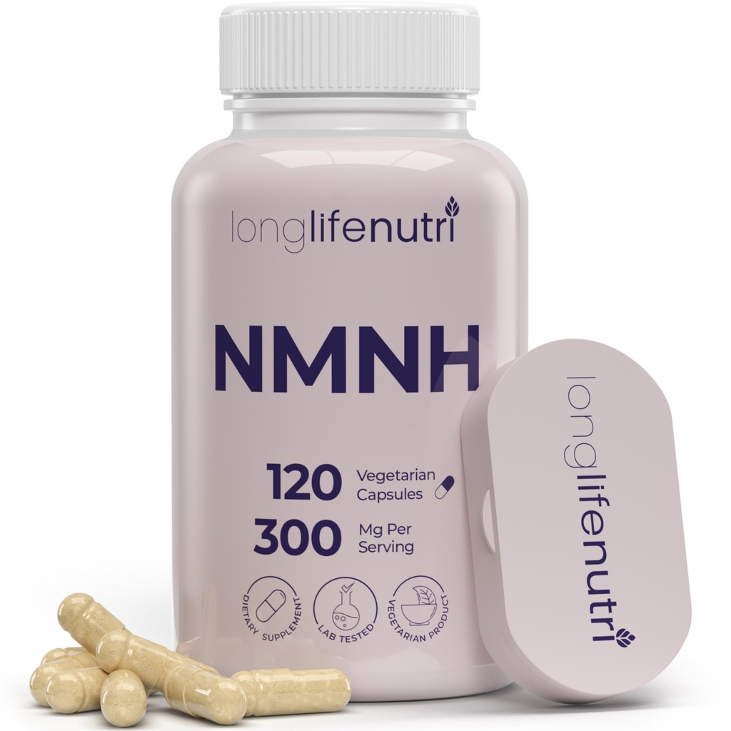 LongLifeNutri NMNH 300 mg (Dihidrotinamid Mononüotid) - 120 Vegan Capsules, 2Month Supply, NMN Alternative, NAD Supplement for Energy & Longevity, Lab Tested, Made in USA