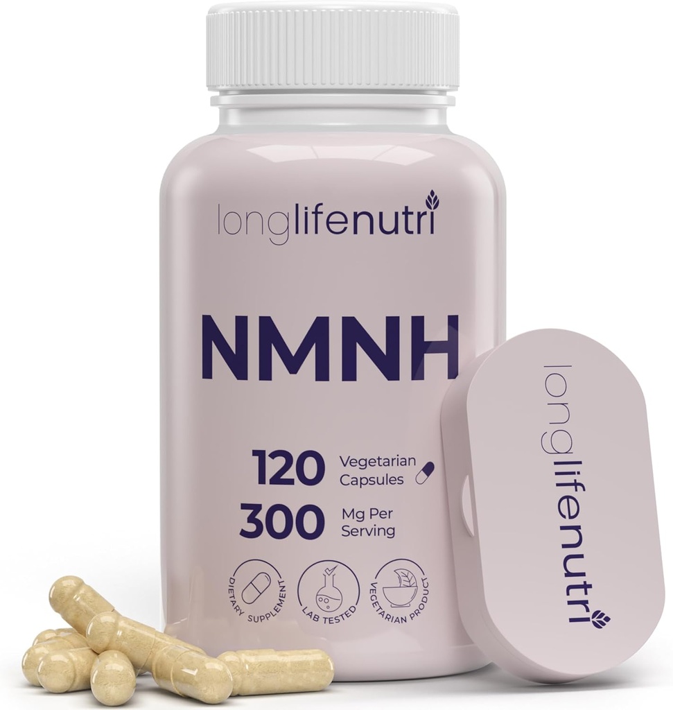 LongLifeNutri NMNH 300 mg (Dihidrotinamid Mononüotid) - 120 Vegan Capsules, 2Month Supply, NMN Alternative, NAD Supplement for Energy & Longevity, Lab Tested, Made in USA