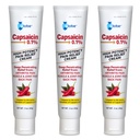 Globe (3 Pack) Capsaicincin 0.1% Yüksek Potency Pain Relief, Unscented (2 oz) Deep Penetating Relief from: Arthritis, Muscle, Joint and Back Pain Pain
