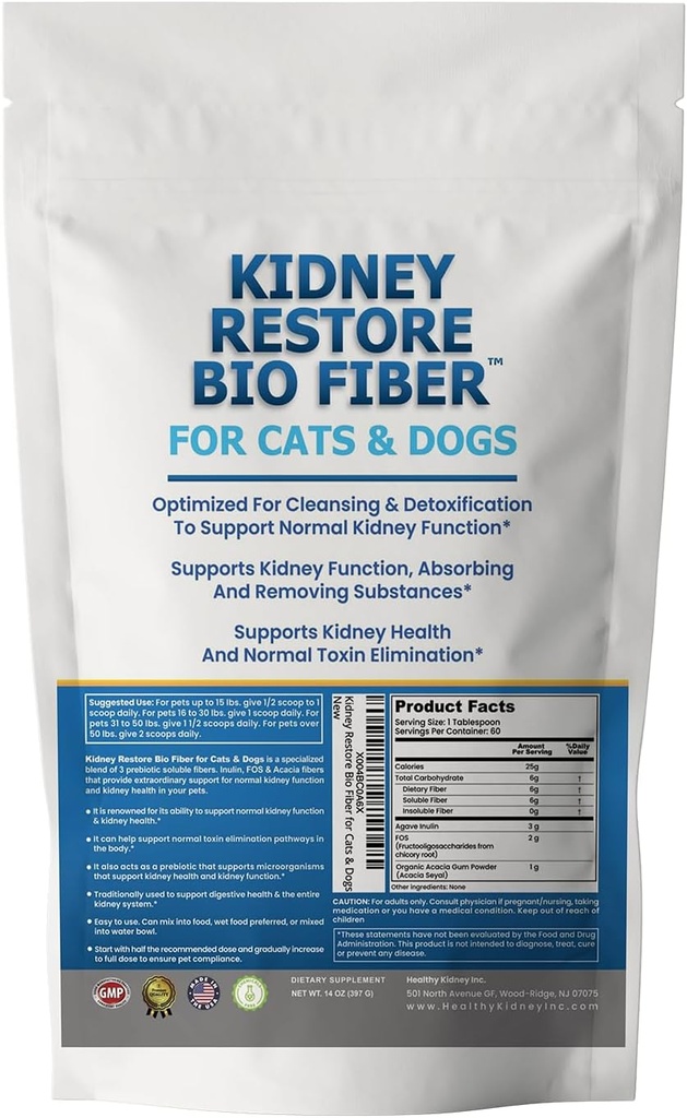 Cat & Dog Kidney Support, Kidney Pet Health Supplement, Kidney Köpekler ve Kediler için Destek, Renal Support Dog, Add w/Renal Food, Support Normal Kidney Function - 60 Servisler