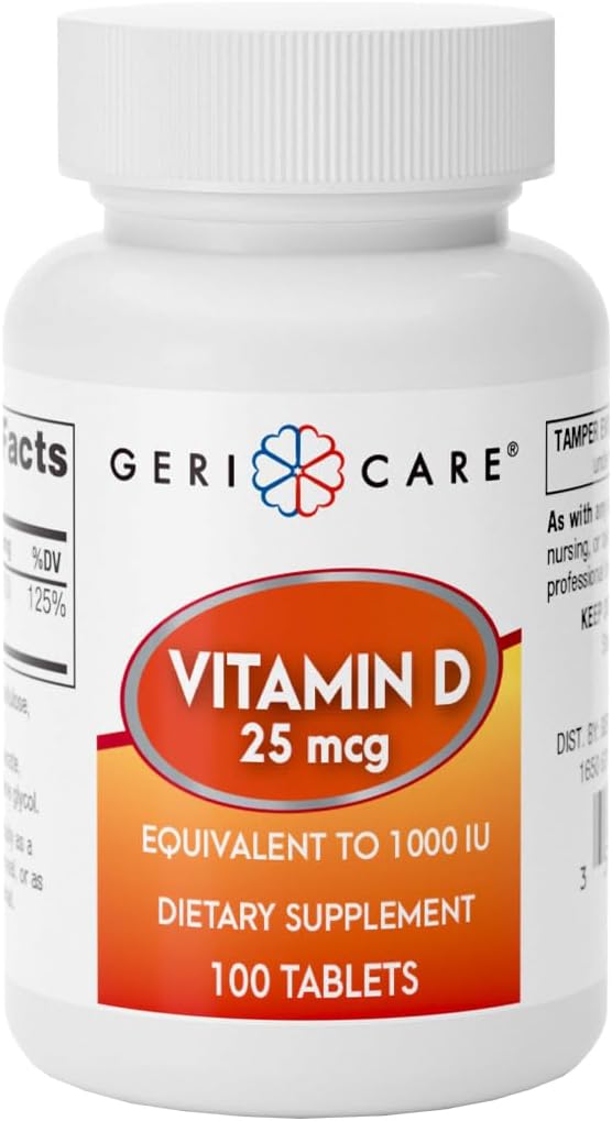 GeriCare Vitamin D 25mcg Tabletleri, Sağlıklı Bones & Immune Support, Diyetsel Supplement, 100 Kont ( 1)