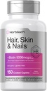 Horbäach Hair Skin ve Nails Vitaminleri | 150 Caplets | Biotin ve Collagen | Tamam for Women and Men | Non-GMO, Gluten Free