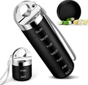 TaroKitc Metal Weekly Pill Organizer, Stylish Αλουμινίου κραμάτων κουτί ταξιδιού, Φορητή Αδιάβροχη υπόθεση ημερήσιων χαπιών, 7 ημερών κάτοχος ιατρικής με μεγάλο διαμέρισμα για βιταμίνη, ιχθυέλαιο, συμπλήρωμα (μαύρο)