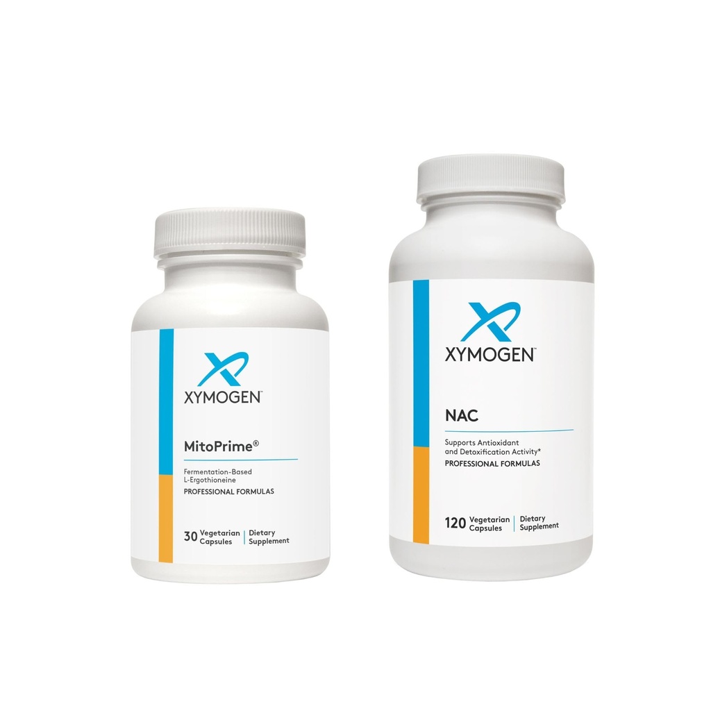 XYMOGEN MitoPrime (30 Capsules) + NAC (120 Capsules) 2Product Sche - L Ergothioneine Antioksi Supplement ile 600 mg N-Acetyl-Cysteine NAC Supplement