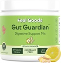 Feel Goods Gut Guardian, Organic Fiber, Probiotic & Prebiotic Powder, Sugar Free, Herbs for Bloat, Gut Health Support, Digestive Health for Men & Women, Non GMO, Vegan, Lemon Ginger, 30 Servings