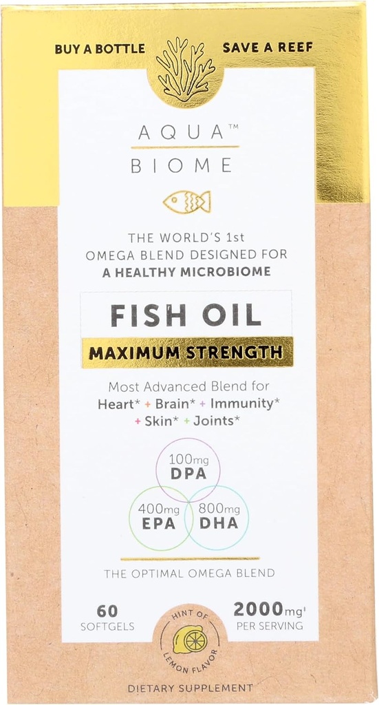 Enzymedica Aqua Biome, maksimum Güçlü, Limon, Omega 3 Fish Oil, 60 Softgels