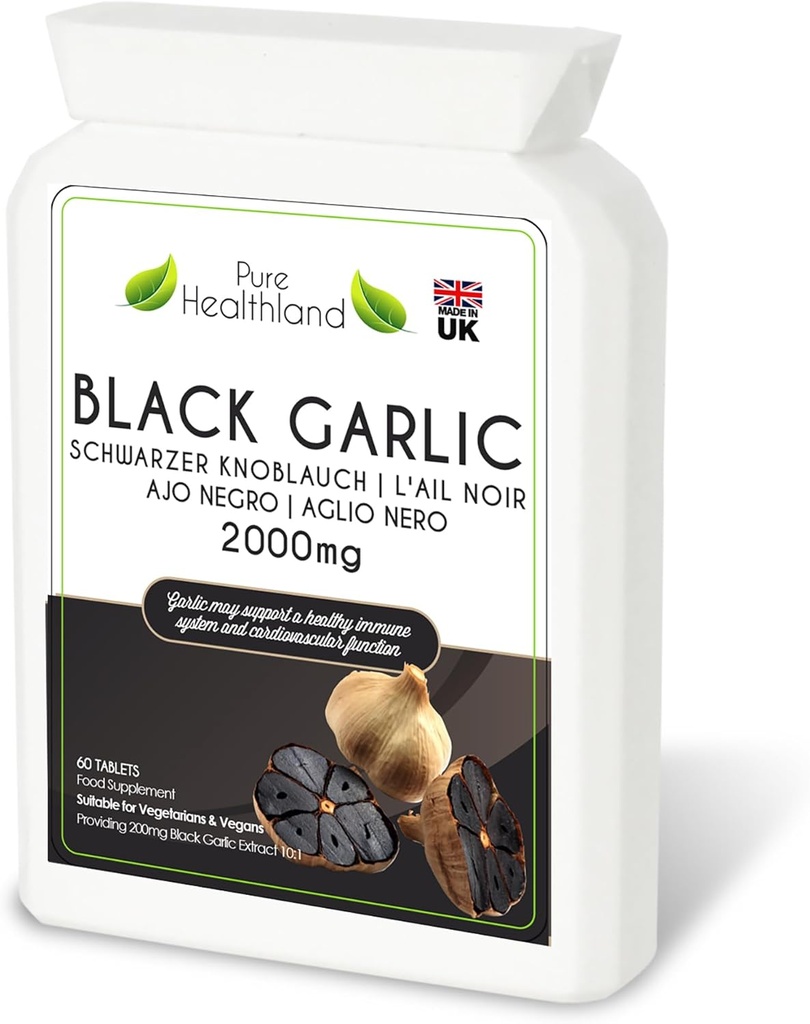 Gluten-Free Odorless Black Garlic Supplement – High Potency Interd from Fresh Bulb Bulbs – Vegan & Vegetarian Tabletler – İngiltere'de (1 Şişe)