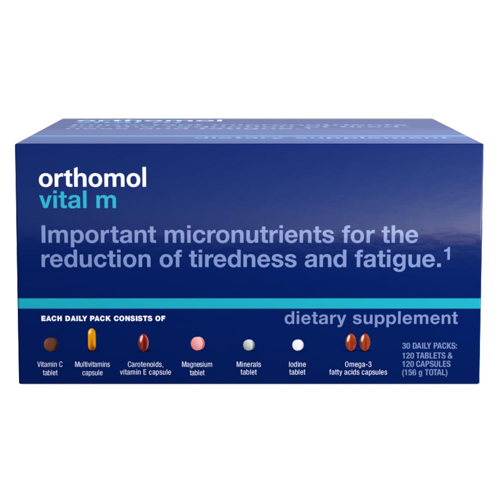Orthomol Vital M Tablet Packets, Ανδρική Πολυβιταμίνη, 30-Day Supply, Βιταμίνες A, B, C, D, E, K, Ιώδιο, Ωμέγα-3