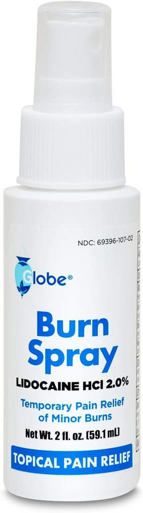 Globe Burn Spray, Lidoka% 2. Topical Anesthetic Pain Relief ve Numbing 2 oz Sprey Şişe