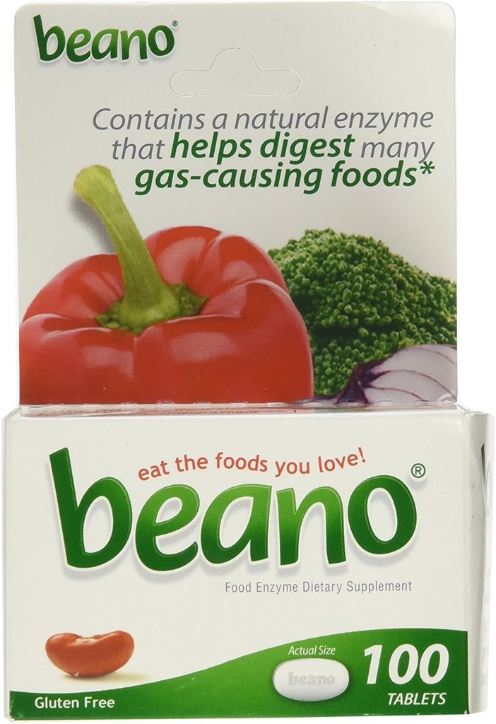 Beano Extra Strength Gas Prevention and Digestion Support Tablets, Βοηθά στην πρόληψη της αιμορραγίας και της δυσφορίας, 100 Tablets