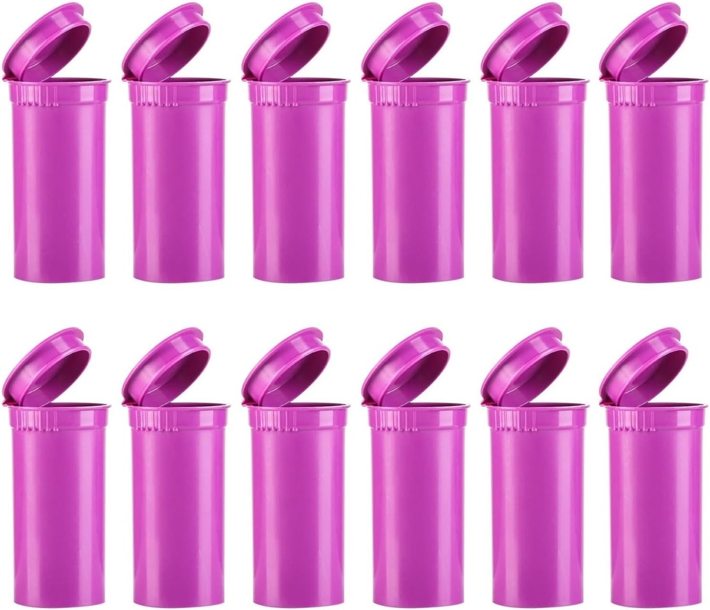 12 Pack Boş Plastik Pill Şişes with Caps, Airtight Multi-Purpose 13 Dram Pill Konteyner with Pop Top Caps for Medicines, Supplements, or Any Small Materials (Grape Opaque)