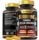 Berberine Supplement - 7in1 Formula - Turmeric, Royal Jelly, Ceylon Cinnamon, Ginkgo Biloba, Ginger & Black Pepper - Digestive Health, Immune Support - 120 Capsules