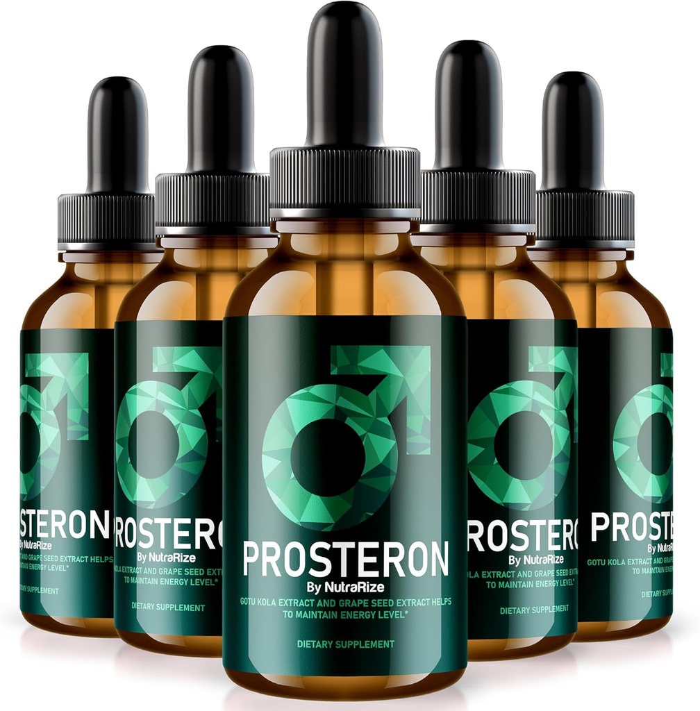 NutraRize (5 Pack) Prosteron Drops, All-Natural Prostate Health Supplement, Premium Vitamin to Support Healthy Circulation, Official Prosteron Formula Reviews (150 Servings)