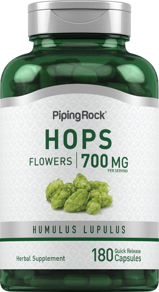 Piping Rock Hops Extract Supplement | 700 mg | 180 Capsules | Humulus Lupulus | Non-GMO, Gluten Free
