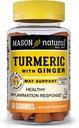 MASON NATURAL Turmeric with Ginger Gummies, Natural Joint Support & Antioxy Formula, Tropikal Meyve Flavor, 60 Gummies