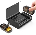 Zannaki Metal XL Haftalık Pill Organizer 2 Zaman Bir Gün Büyük Seyahat Günlük Pill Box 7 Gün, Portatif Hafta İki Pill Sahibi Konteyner, AM PM Pill Case for Medicine Vitamin Drug Supplement, Black