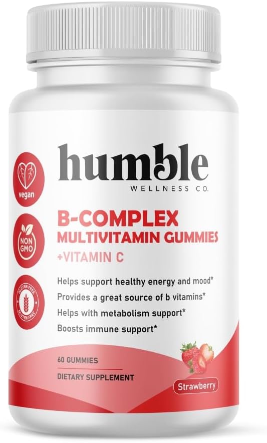 B-Complex Multivitamin Gummies + C: Vitamin B12, B7, B6, B3, B5, B9. Support Energy and Mood, Metabolism Support, Immune Support, Gluten Free, Non GMO, Vegan, 30 Hizmet