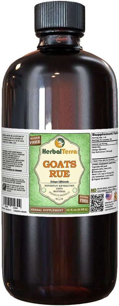 Goat's Rue (Galega officinalis) Γλυκερίτης, Βιολογικό Αποξηραμένο Βότανο Υγρό Εκχύλισμα (Brand Name: HerbalTerra, Proudly Made in USA) 32 fl.oz (0,95 l)