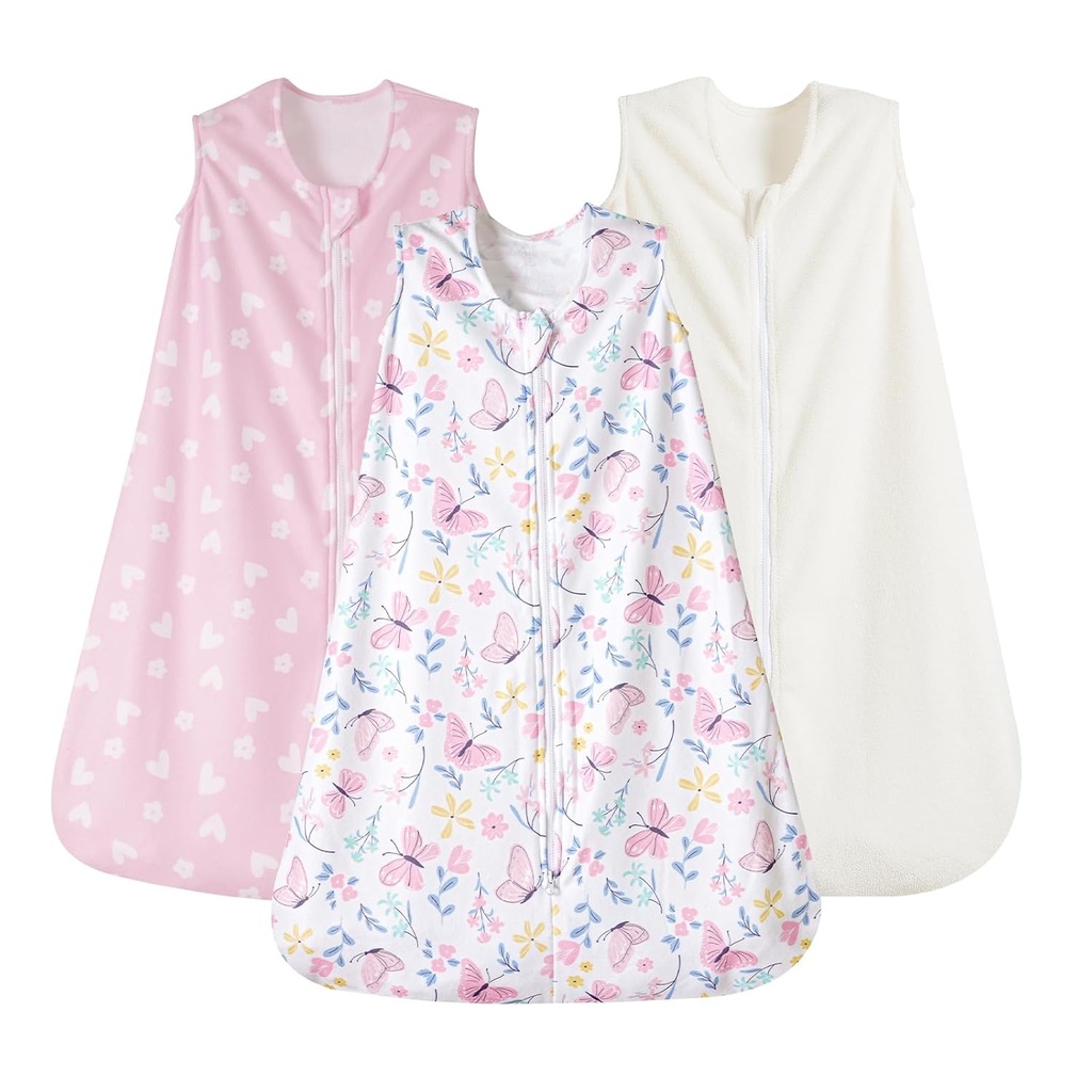 PHF 3 Pack Warm Micro-Fleece Baby Sleep Sack 6-12 ay, Soft Baby Wearableet, 2 Way Cooking Noodle, Comfy Toddler Sleep Sack, Medium Boyut, Kelebek