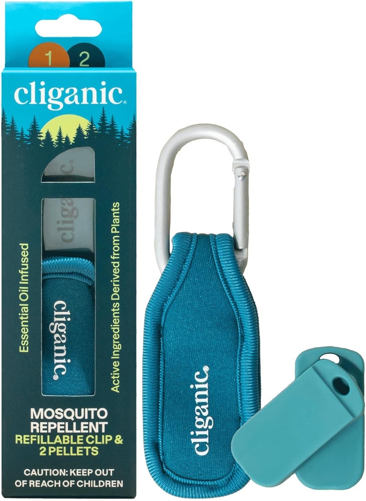 Cliganic Mosquito Repellent Pack (1 Clip + 2 Rehoppers) - Natural DEET-Free, Essential Oil Infüzyon