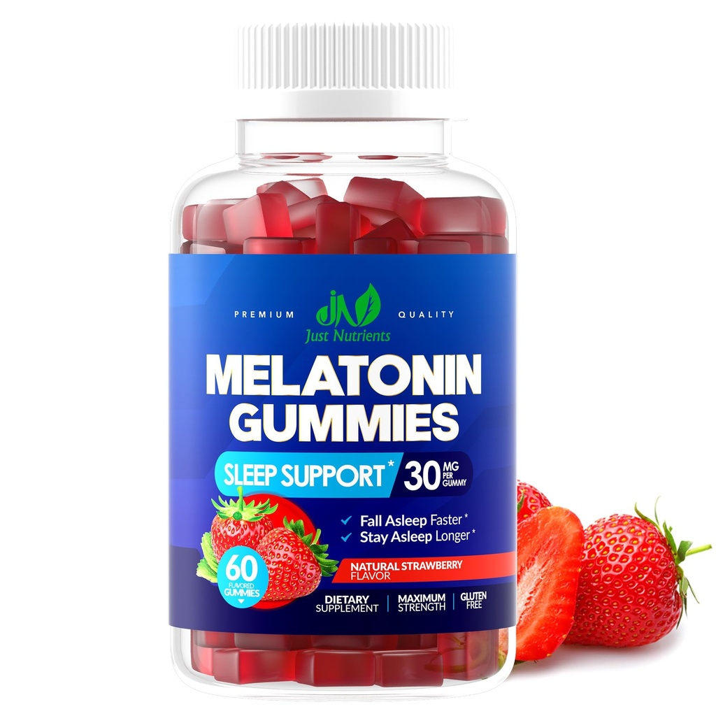 Μελατονίνη 30mg Gummies for Adults (60 Servies) - Υποστήριξη ύπνου υψηλής ισχύος με 30mg μελατονίνης ανά γλουτένη - Χωρίς γλουτένη, Χωρίς ζάχαρη, Μη ΓΤΟ, 100% Χορτοφαγική, Φρούτα - 60 Gummies