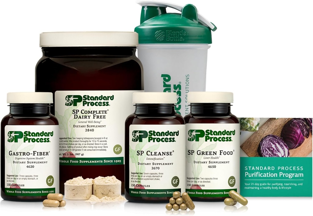 Standard Process Purification Product Kit with SP Complete Dairy Free and Gastro Fiber - 21-Day Detox for Healthy Body Maintenance - Vegan, Gluten-Free & Non-Dairy - 1 Kit