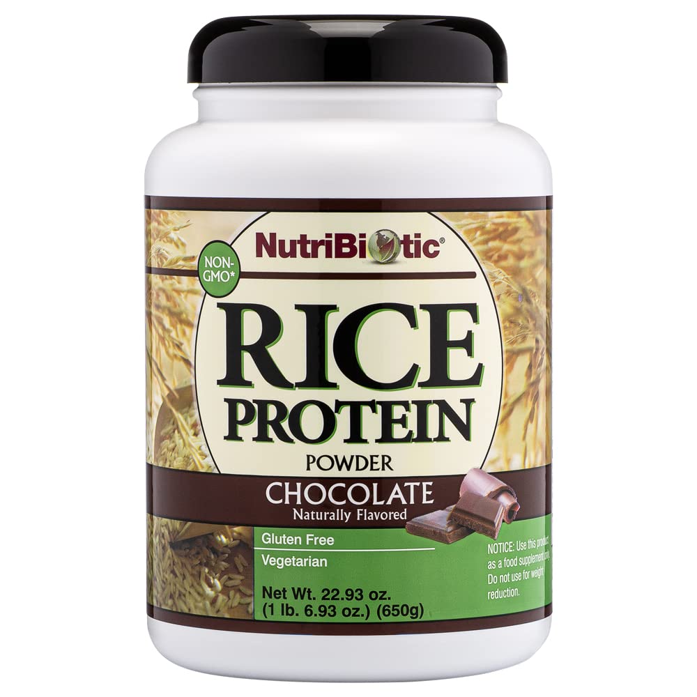 NutriBiotic Chocolate Rice proteini, 1 lb. 6.9 oz | Low Carb, Vegetarian & Keto-Friendly Raw Protein Toz | Grown & Processed Without Chemical, GMOs or Gluten | Easy to Digest & Nutrient-Rich