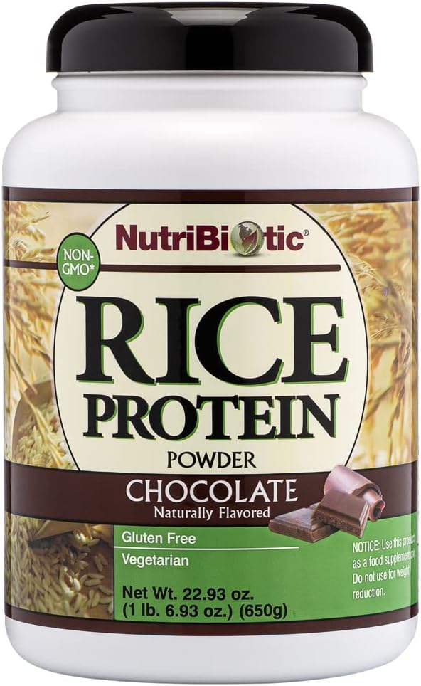 NutriBiotic Chocolate Rice proteini, 1 lb. 6.9 oz | Low Carb, Vegetarian & Keto-Friendly Raw Protein Toz | Grown & Processed Without Chemical, GMOs or Gluten | Easy to Digest & Nutrient-Rich