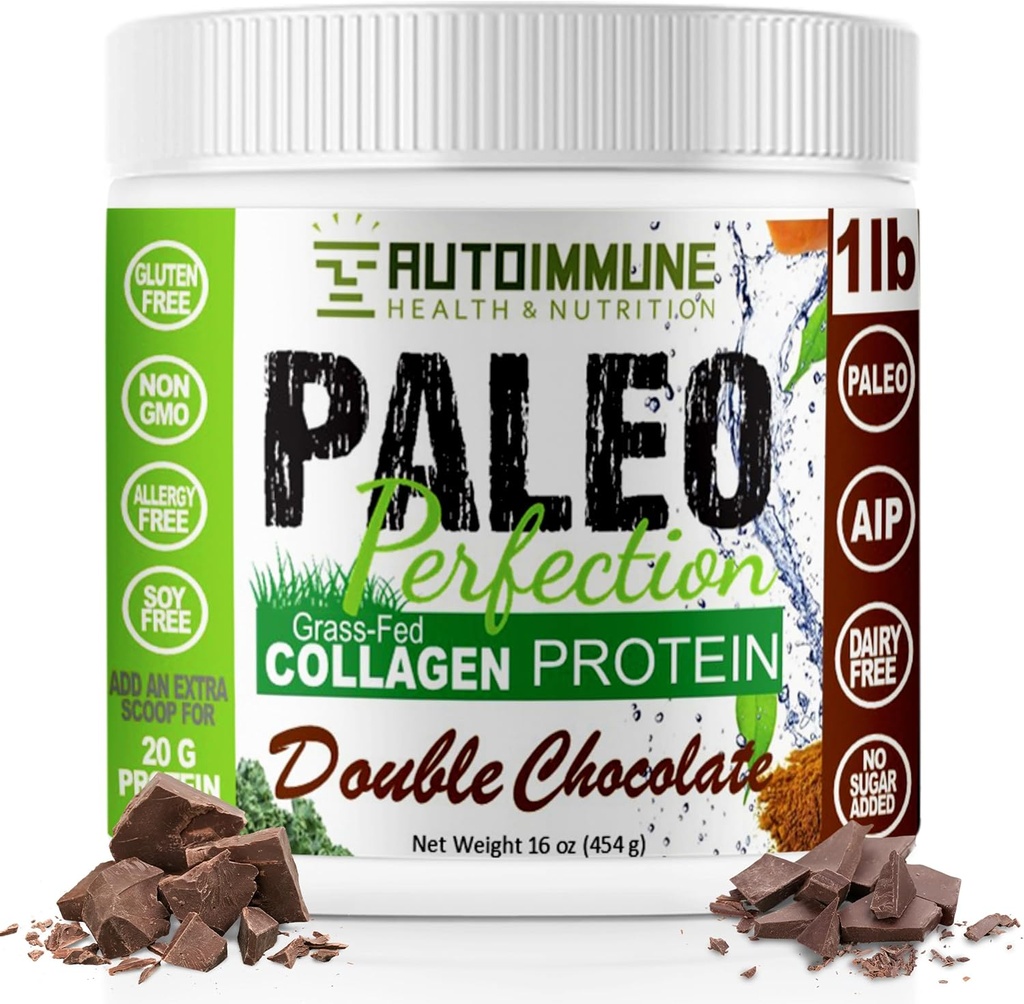 Paleo Perfection Double Chocolate Grass Fed Beef Collagen Protein Toz Stevia - Paleo, Keto, SCD, AIP Protein Tozu Apple Fiber, Carrot & Broccoli - 1lb Protein Toz & Superfood