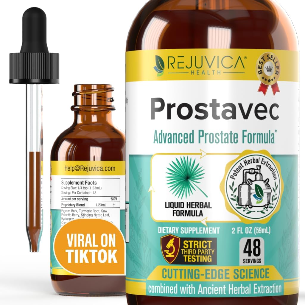 Prostavec Advanced Prostate Support Supplement - Dia for Faster Ab component with Pygeum, Saw Palmetto, Sting Nettle + Turmeric & Damiana - Vegan, Non-GMO - 2 fl ozz