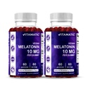Vitamatic Melatonin 10 mg Vejetaryen Gummies – Şişe başına 60 Gummies – 2Pack (Top 120 Vegan Gummies)