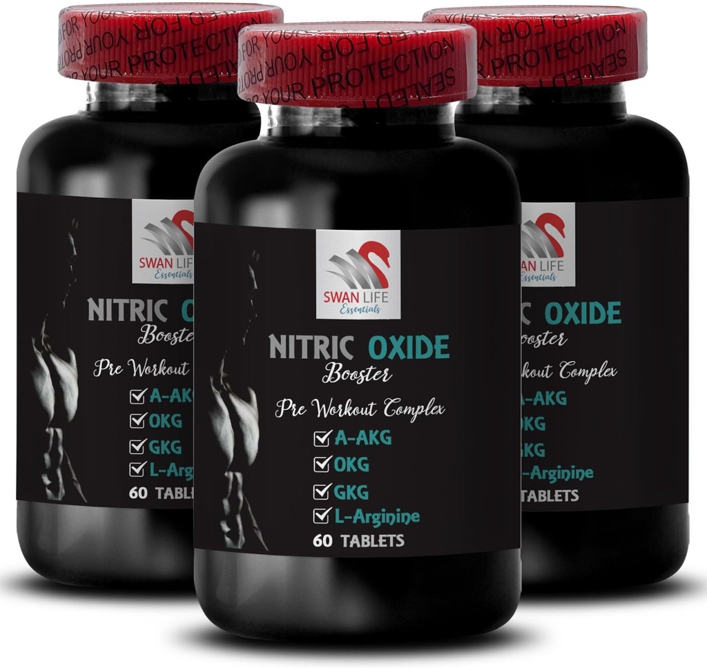 Egzersiz takviyesi - NITRIC OXIDE BOOSTER - erkekler için nitrik oksit takviyesi, stamina takviyesi, dayanıklılık artışı, egzersiz desteği, fitness enerjisi 3 Şişe 180 Tabs